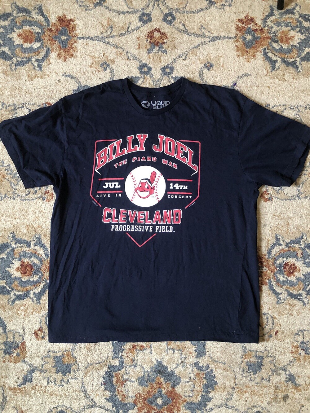 Liquid Blue Cleveland Indians Shirt Men's XL Blue Billy Joel Chief Wahoo